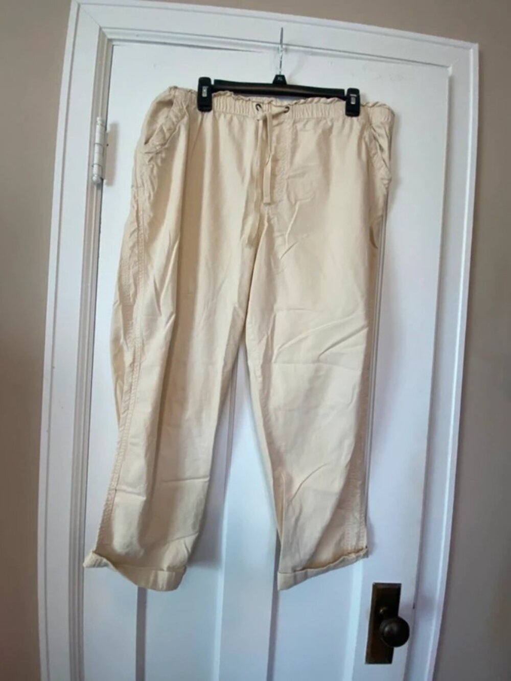Womens size xl Sonoma cream beige tan pull on cropped pants Capri